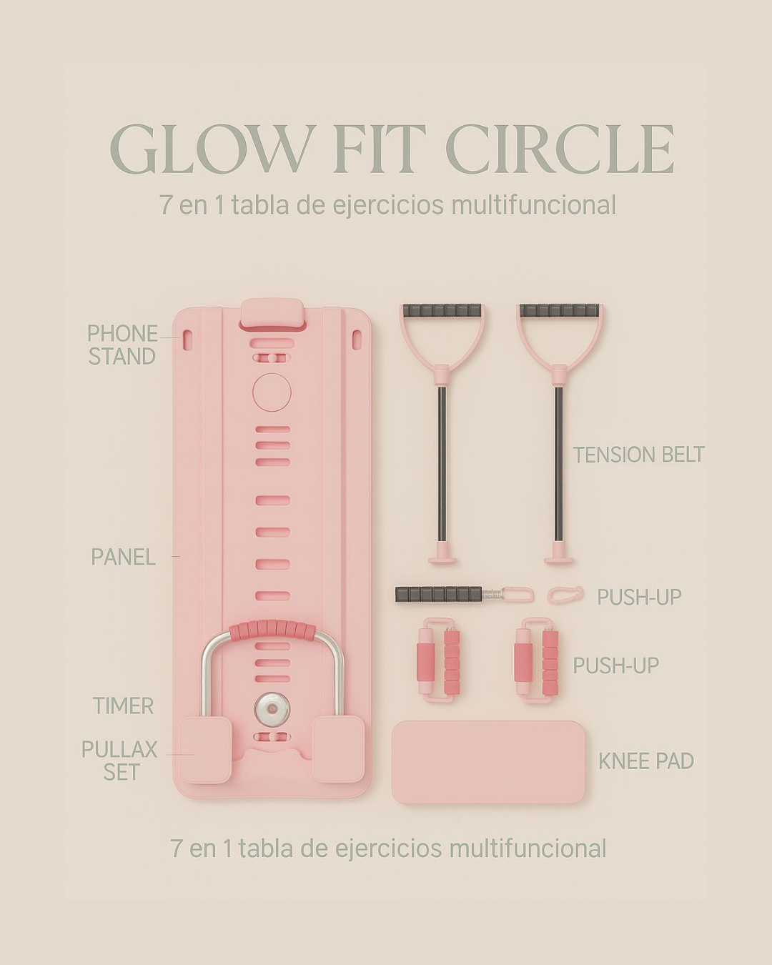 GLOWFIT KIT DE PILATES: Panel Multifuncional + Ebook GRATIS "21 días de pilates en casa" + Kit Digital + VIP List